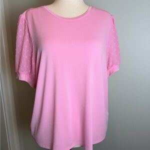 CeCe Pink Blouse with Sheer Sleeves
